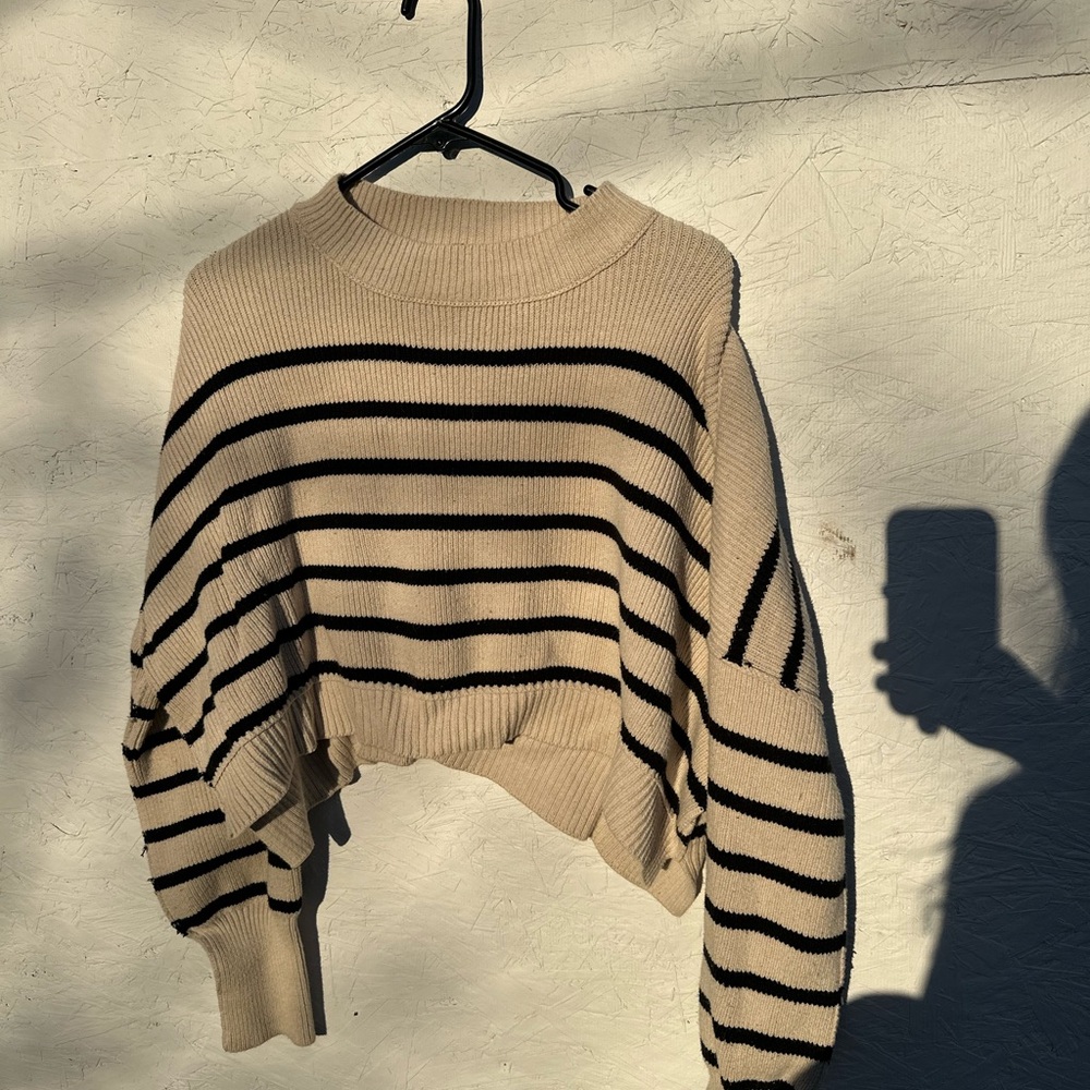 Free People Easy Street Stripe Rib Crop Sweater